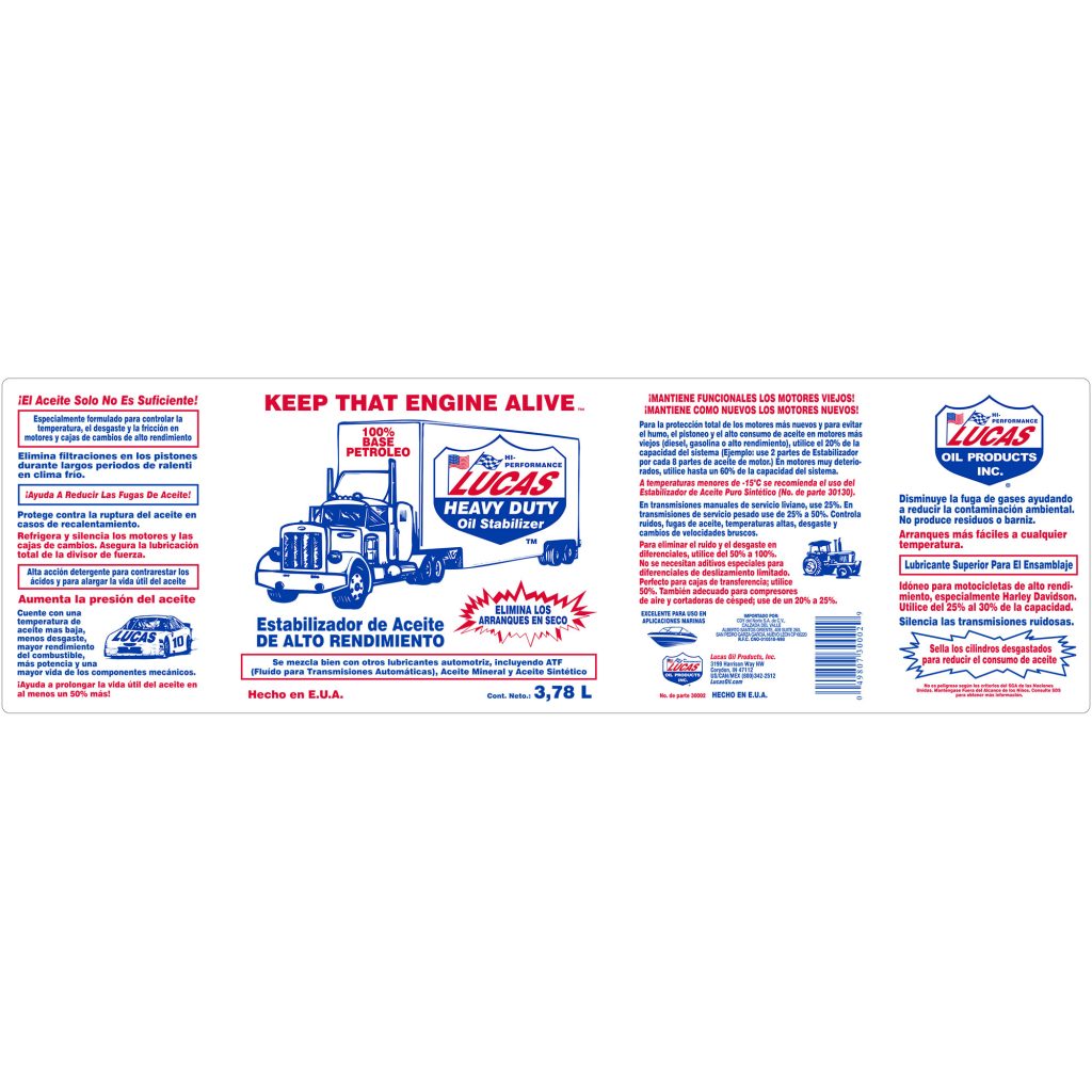 Heavy Duty Oil Stabilizer label