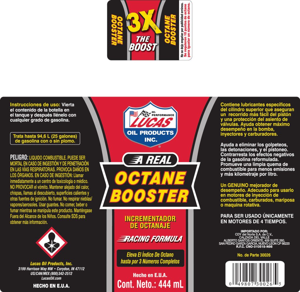 Octane Booster 5 oz label