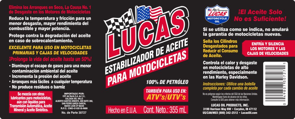 Motorcycle Oil Stabilizer label