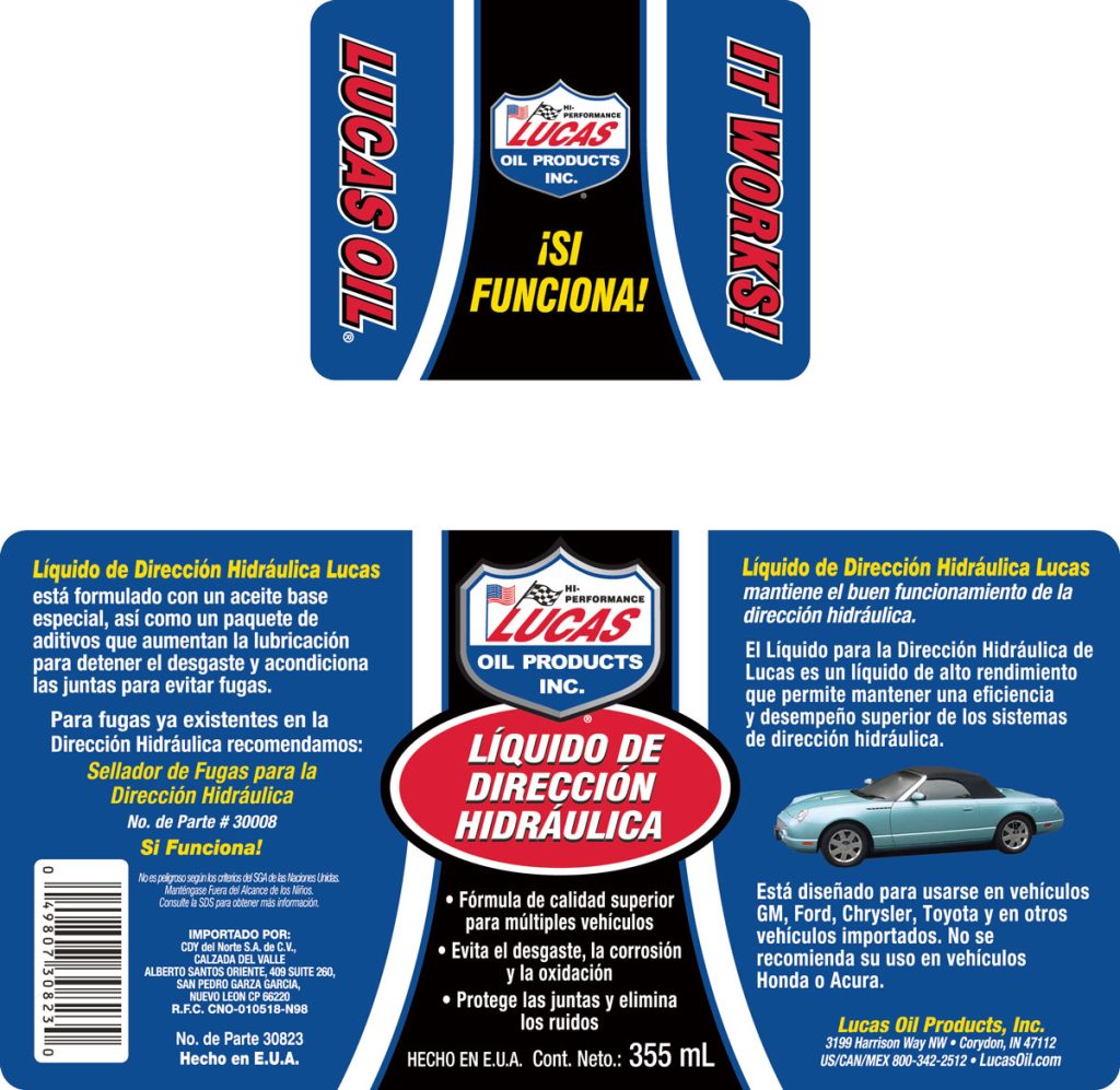 Power Steering Fluid 16oz label